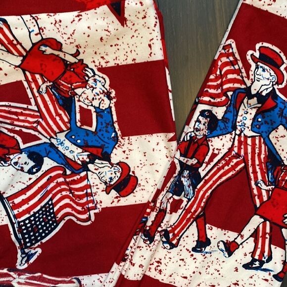 LULAROE One Size Americana Patriotic USA Legging Lot of 5 - Picture 3 of 6